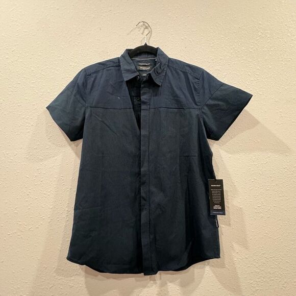 Kenneth Cole slim fit navy blue shirt size small - Picture 1 of 9